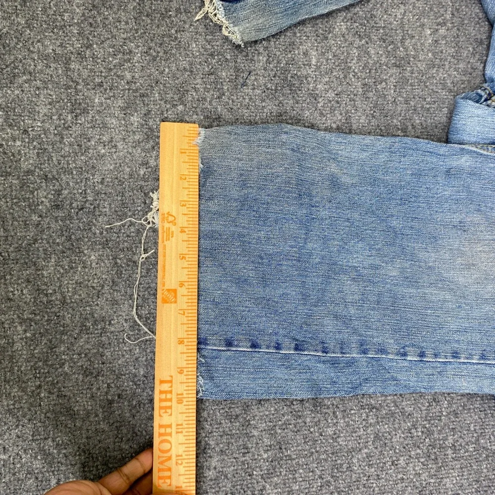 Aeropostale Benton Original Boot Jeans Mens 34 Blue Light Wash Distressed Raw